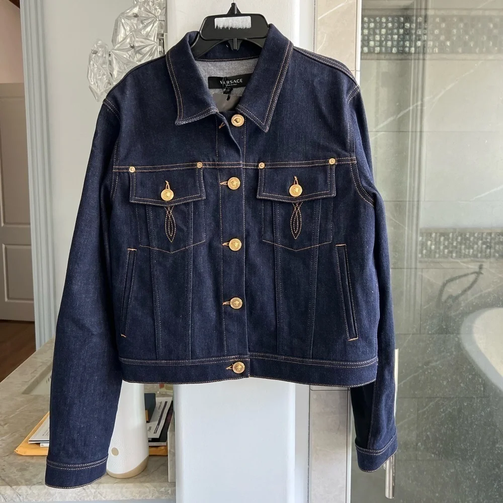 Versace paneled contrast-stitch denim jacket - Picture 6 of 15